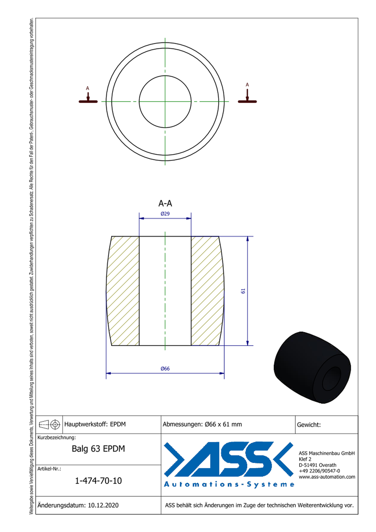 Balg 63 EPDM Spare Bellow for IGB