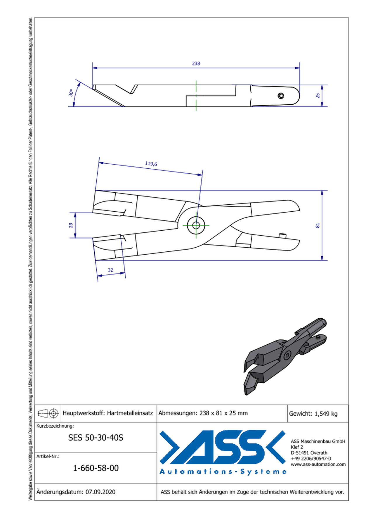 SES50-30-37H Nipper Blade ASN 50 AR VS