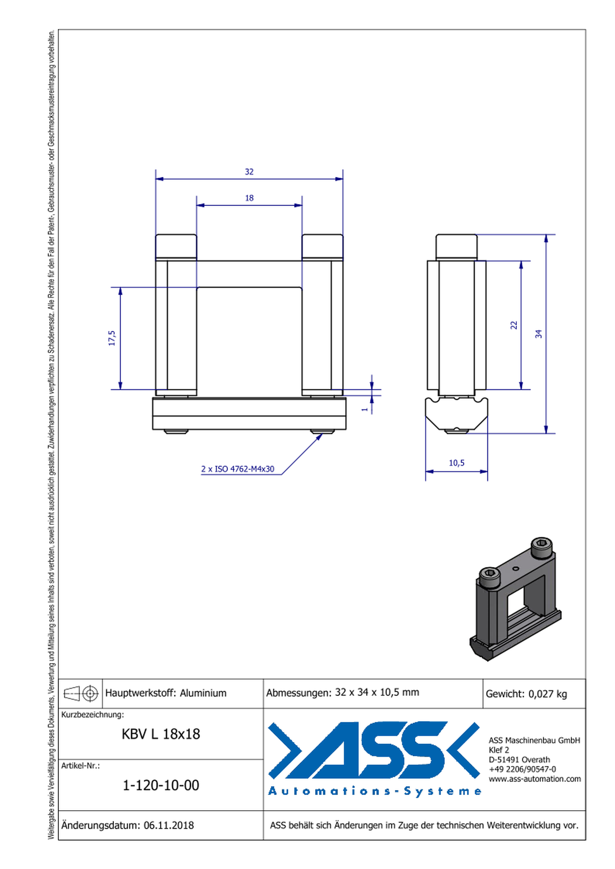 KBV L 18-18 Square Joint Connector