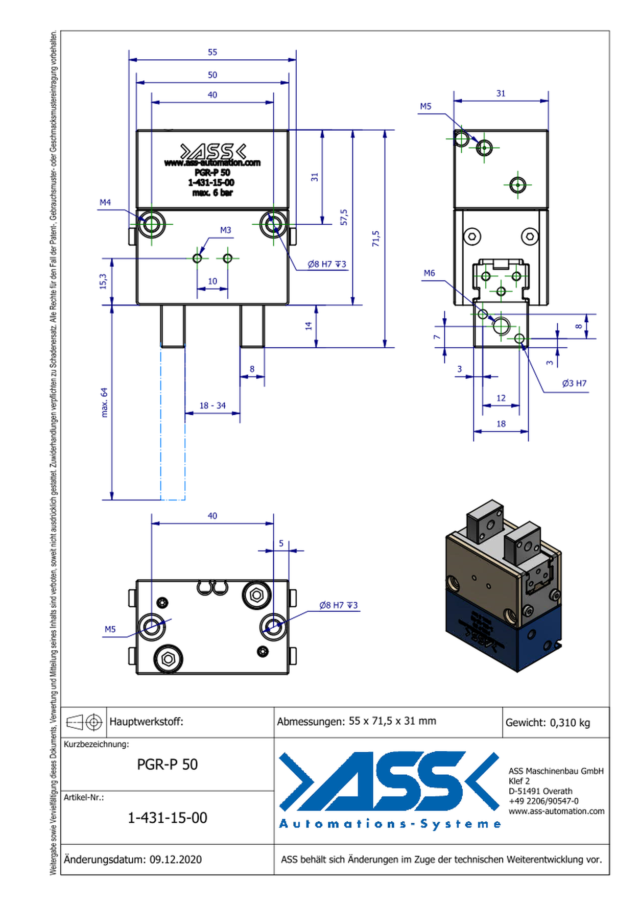 PGR-P 50 Parallel Gripper, pneumatic