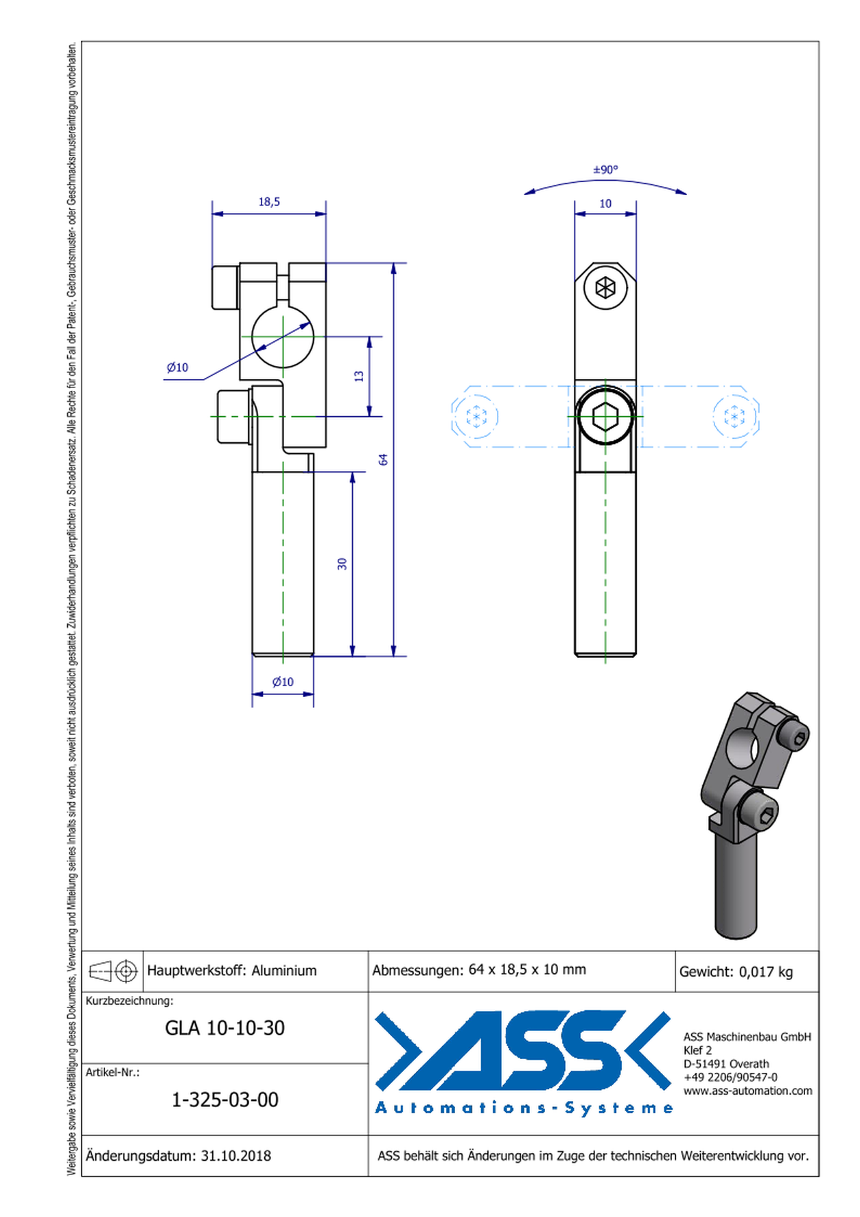 GLA 10-10-30 Elbow Arm