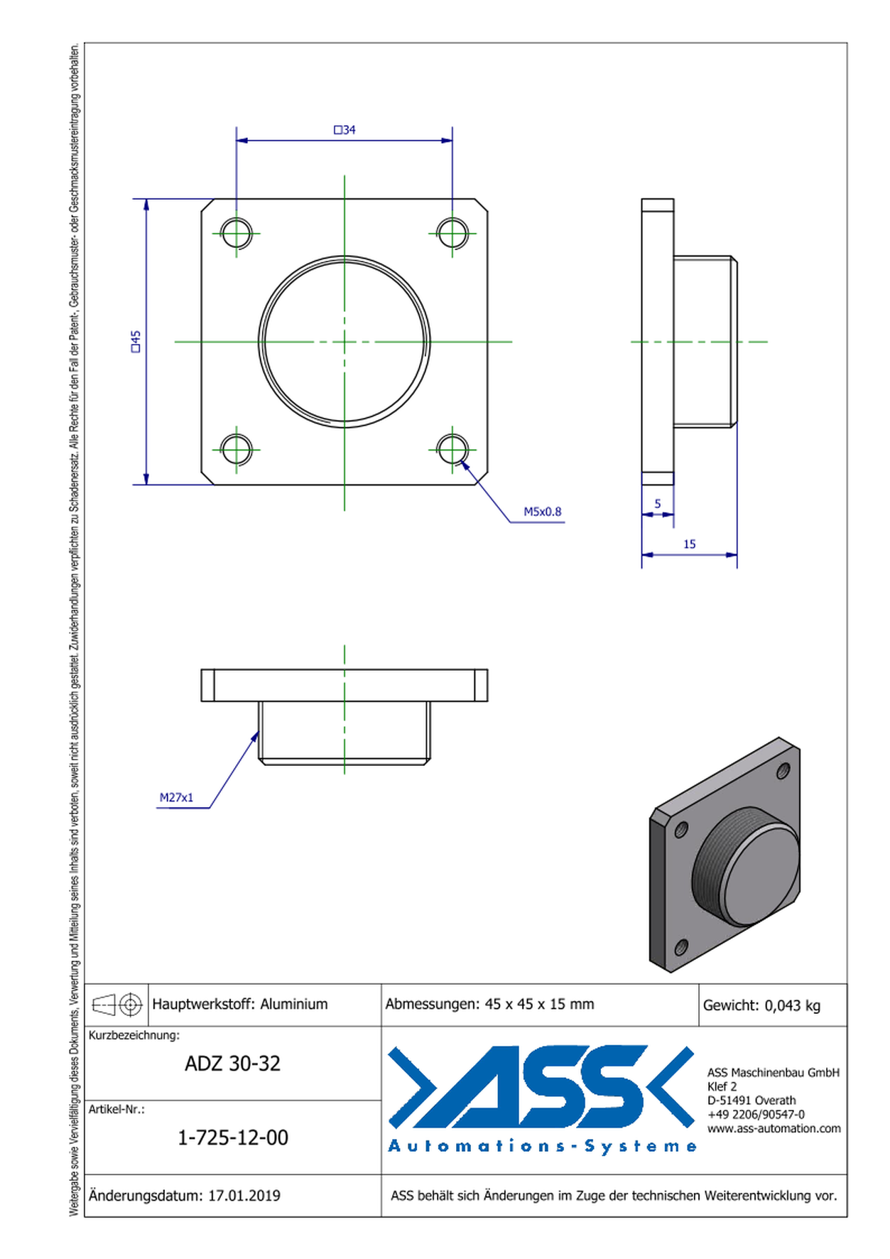 ADZ 30-32 Adapter to adept KHZ/SZD to VLR 