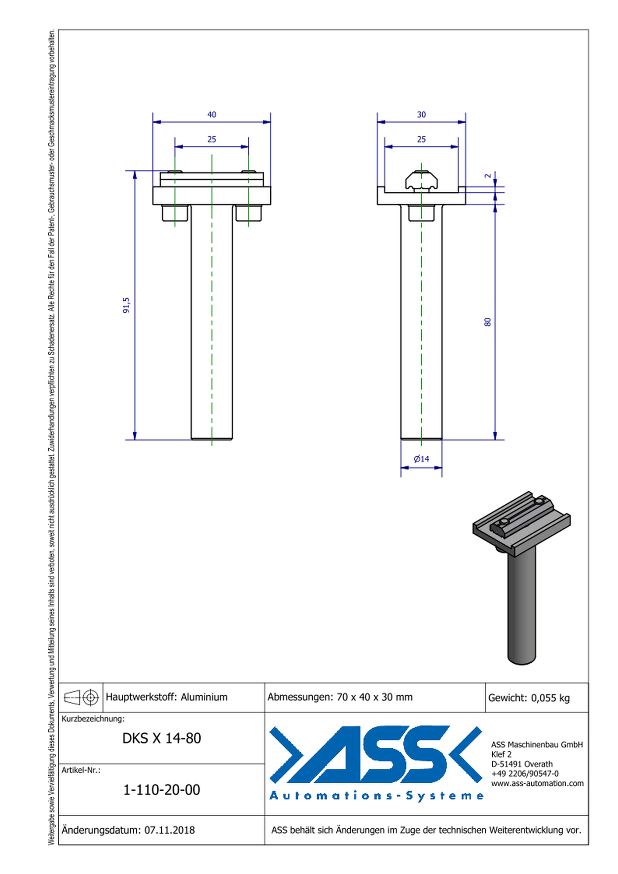 DKS X 14-80 Mounting Bar, 90°