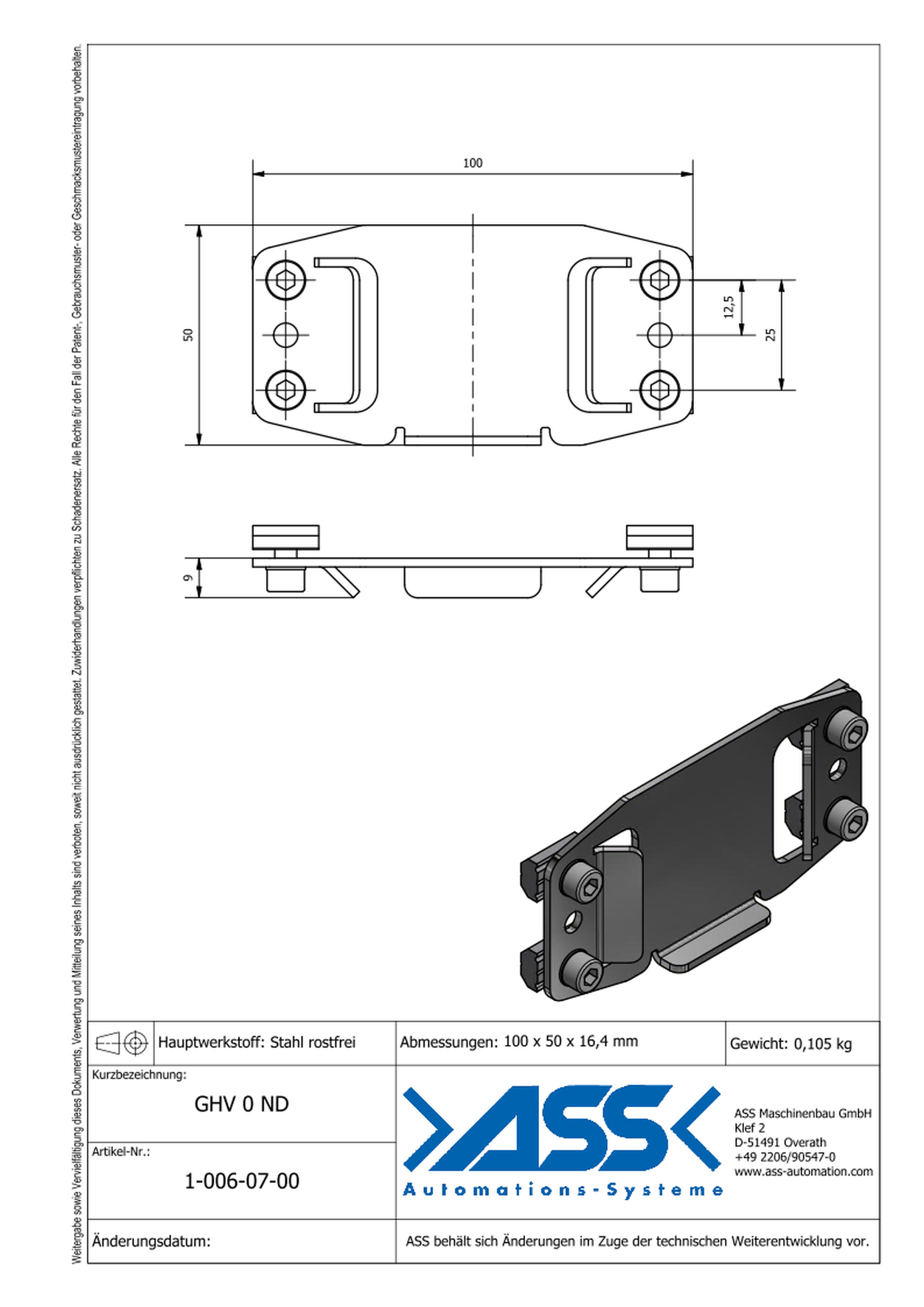 GHV 0 ND EOAT Wall Mounting, for EOAT on GPM 0, GPM 0 E