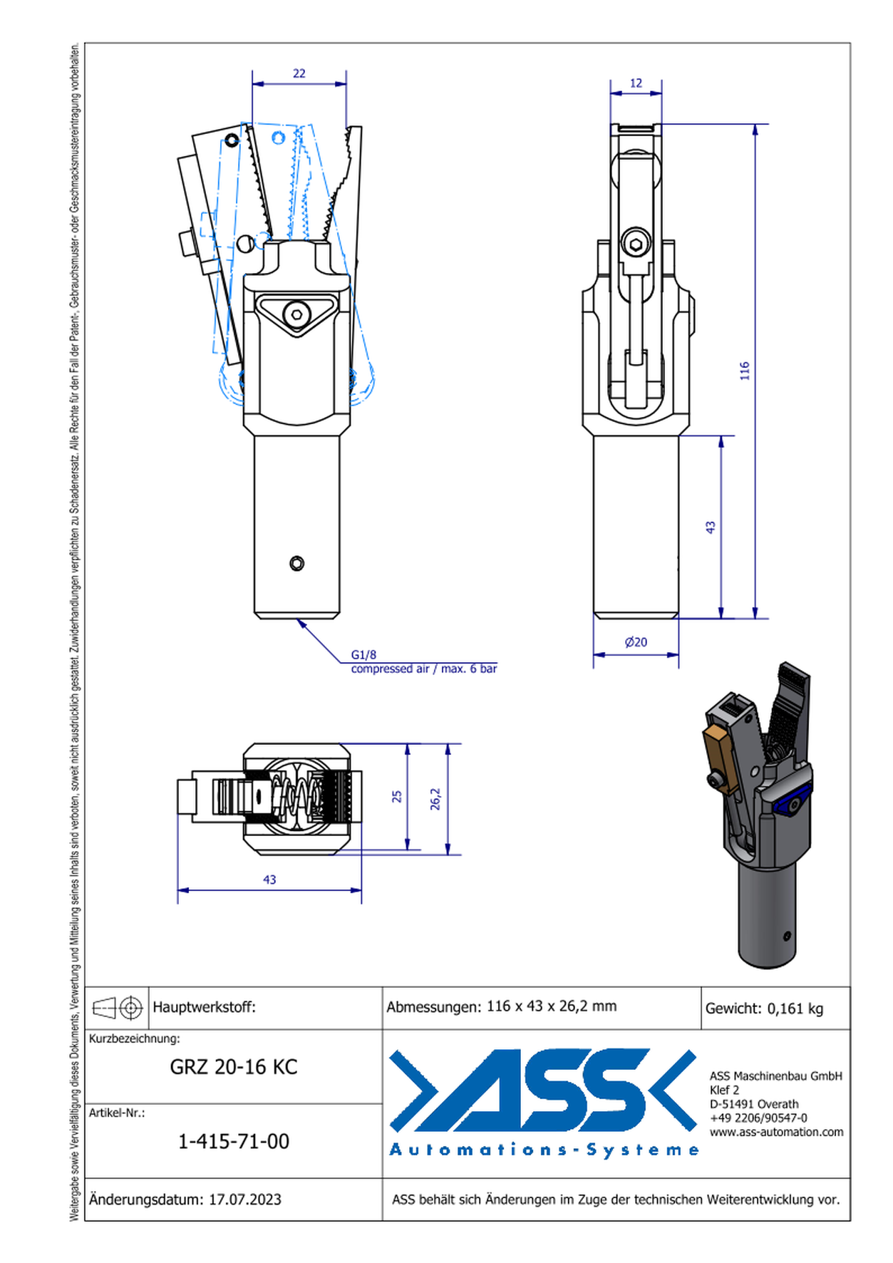 GRZ 20-16 KC Jaw Type: Contour / Sensor