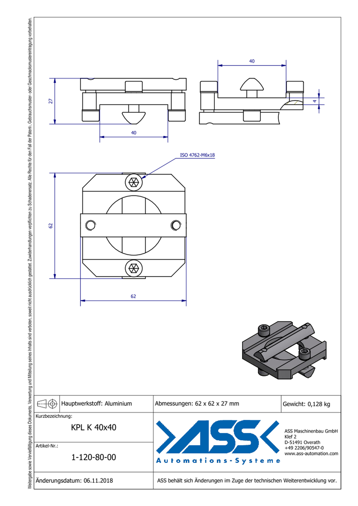 KPL K 40-40 Cross Joint Connector, form-locking