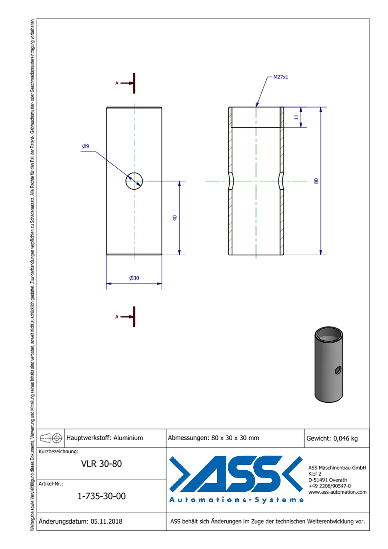 VLR 30-80 Extension Tube