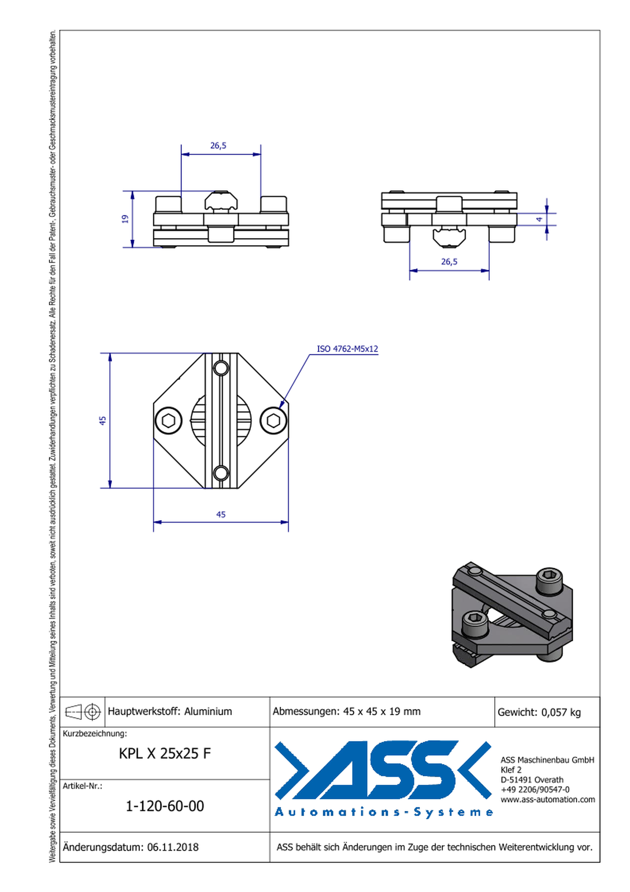 KPL X 25-25F Cross Joint Connector, flat