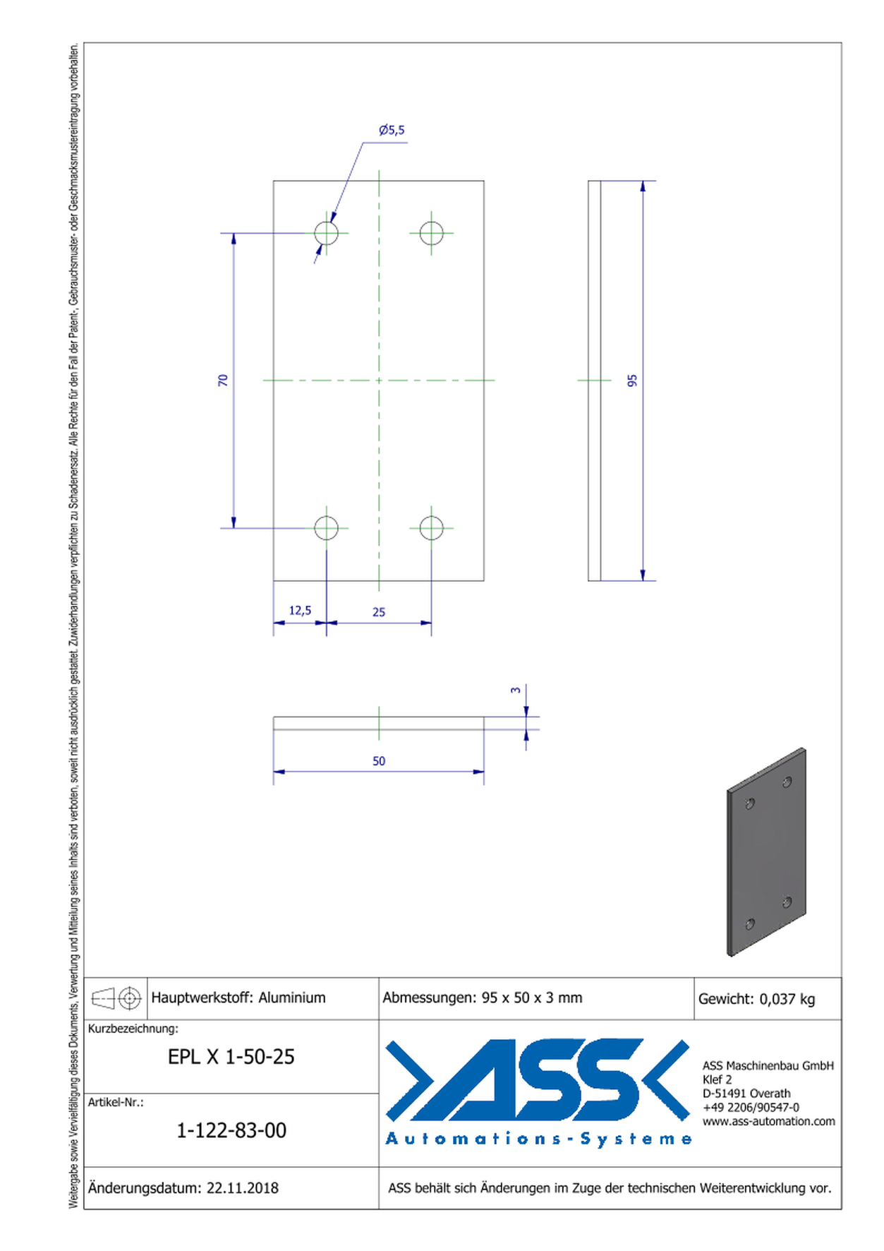 EPL X 1-50-25 End Plate