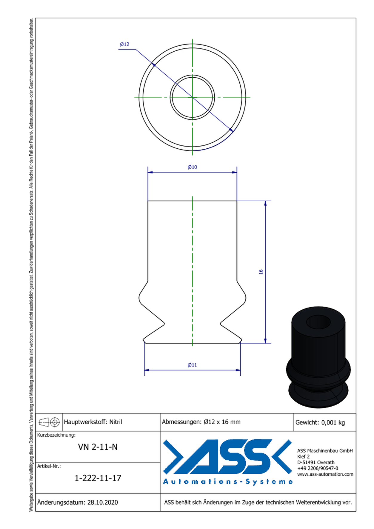 VN 2-11-N  Suction Cup, 2 Bellows