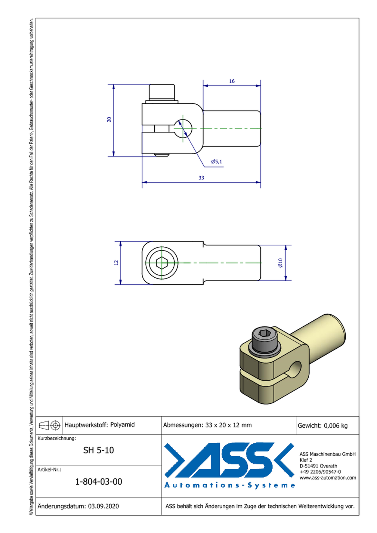 SH5-10 Sensor Bracket for Round Sensors