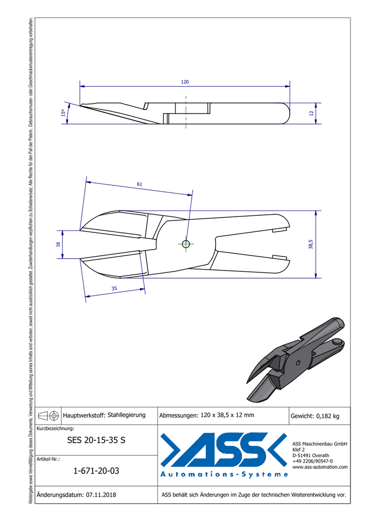 SES20-15-35S Nipper Blade Standard for ASN 20