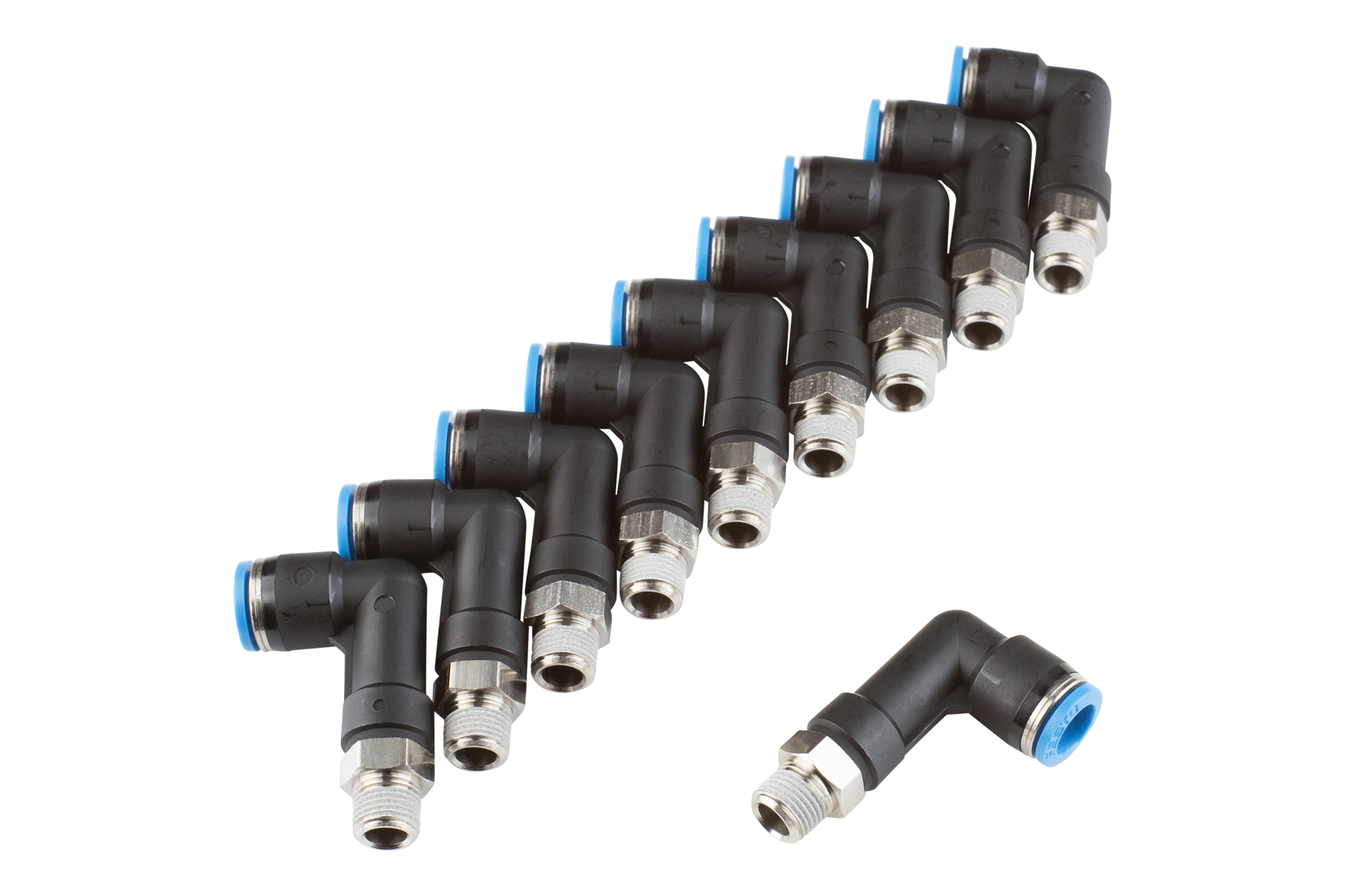 VSL M5 6-4 Quick Connector for PSS Model: long, angled, Hose connection Ø: 8 mm, Compatible to: PSS 8-6, Connection thread: R1/8″