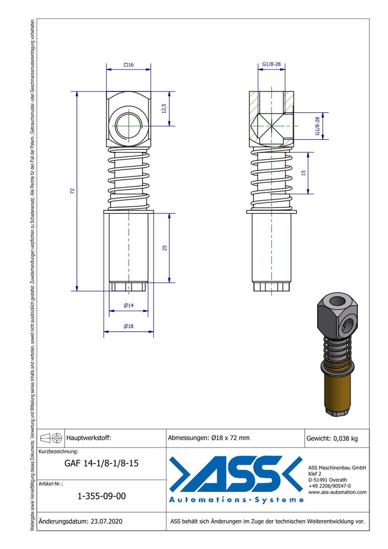 GAF 14-1/8-1/8-15 Spring Loaded Gripper Arm