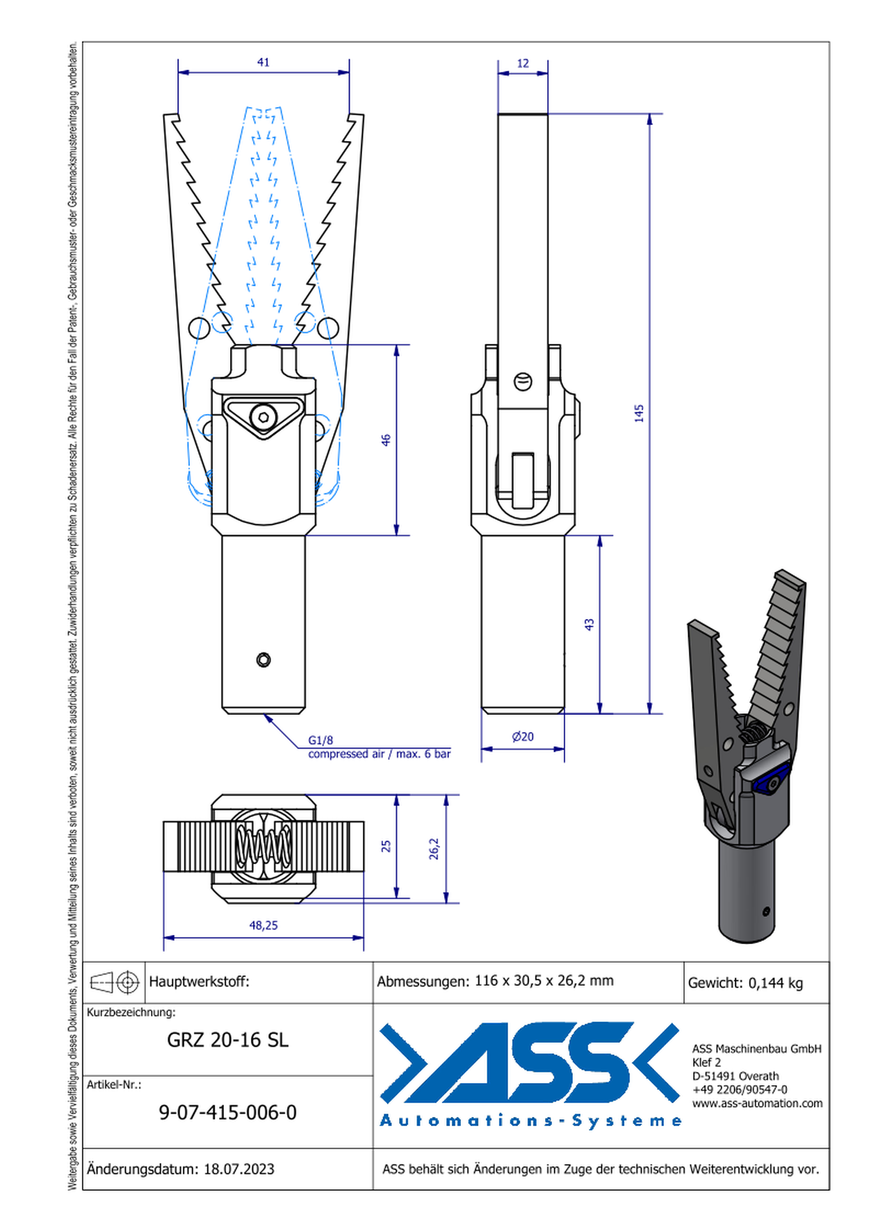 GRZ 20-16 SL Jaw Type: Saw Tooth long / Saw Tooth long