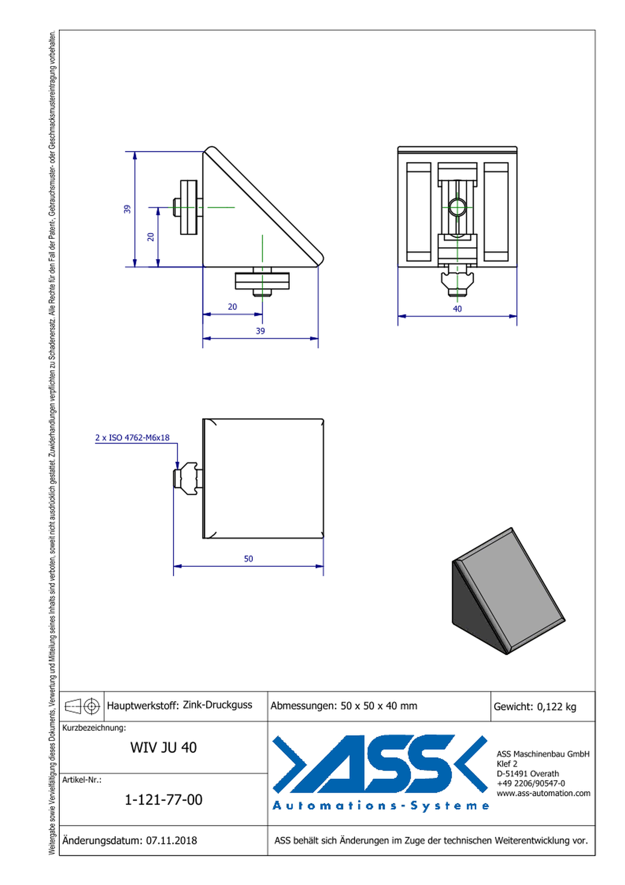 WIV JU 40 Angle Joint Connector 90°