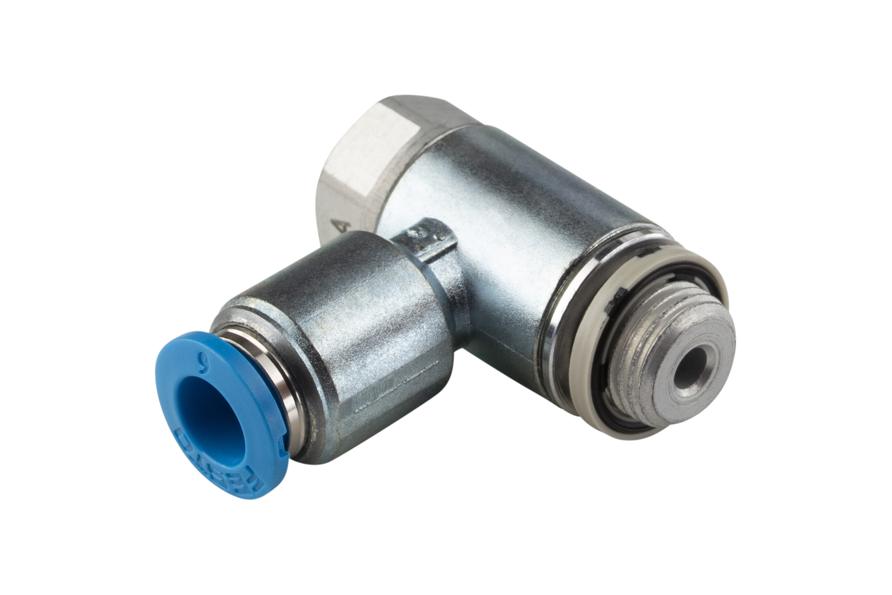 DRV M5 4-3 Flow Control M5 Thread Model: angled, Hose connection Ø: 6 mm, Compatible to: PSS 6-4, Connection thread: G1/8″