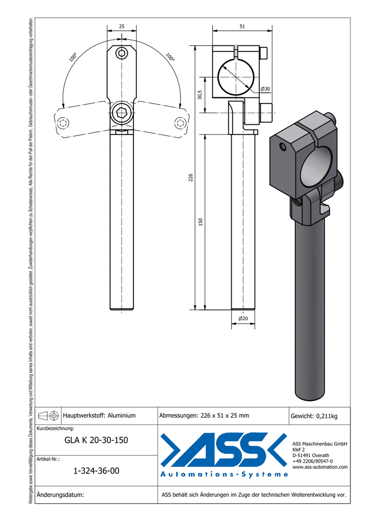 WKA 6-6-60 Angle Arm, Micro Series