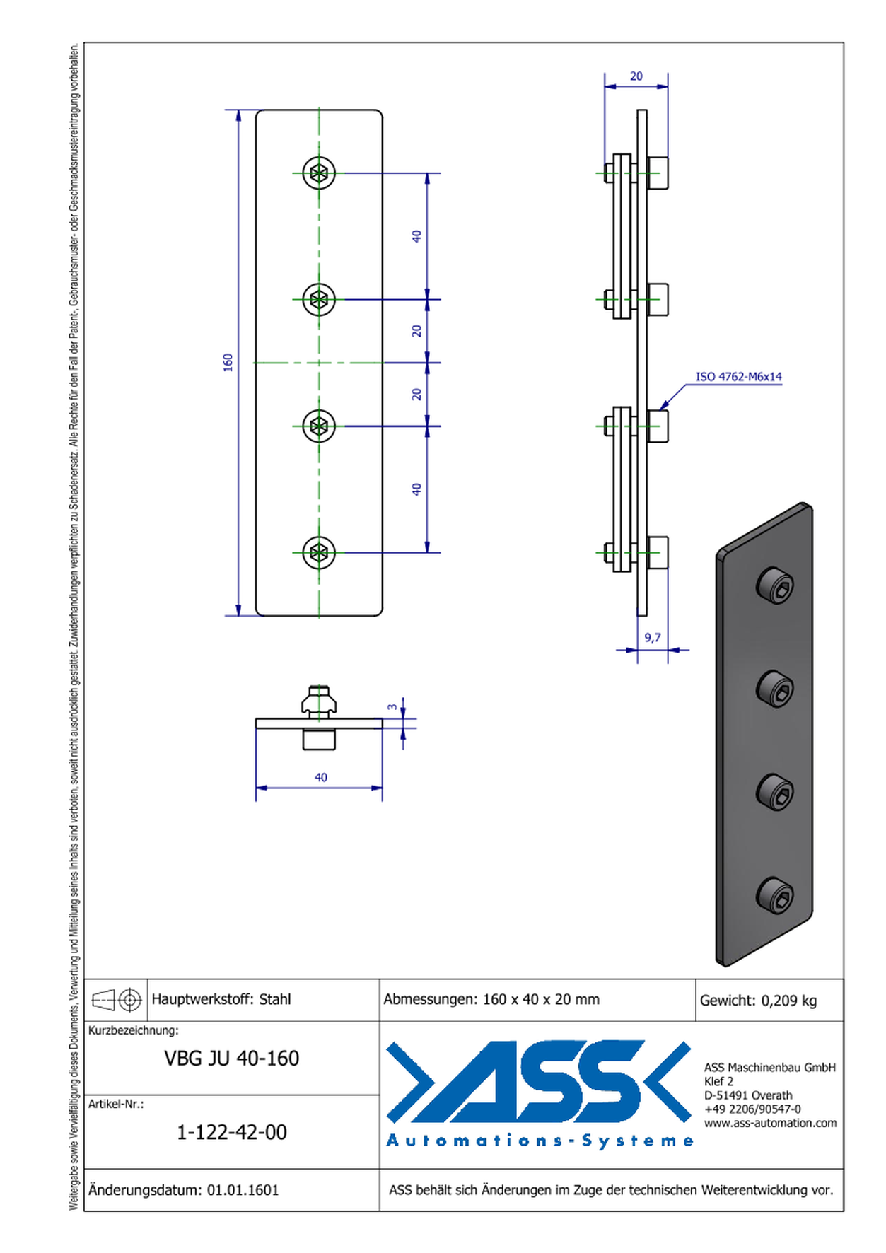 VBG JU 40-160 Straight Support Joint Connector