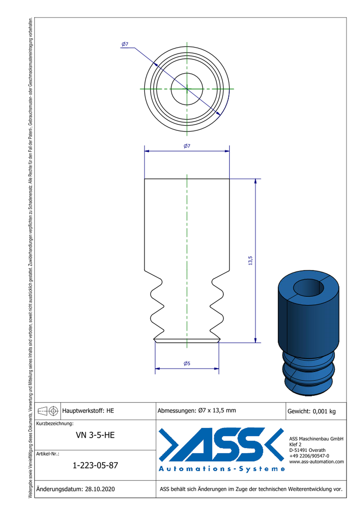 VN 3-5-HE  Suction Cup, 3 Bellows