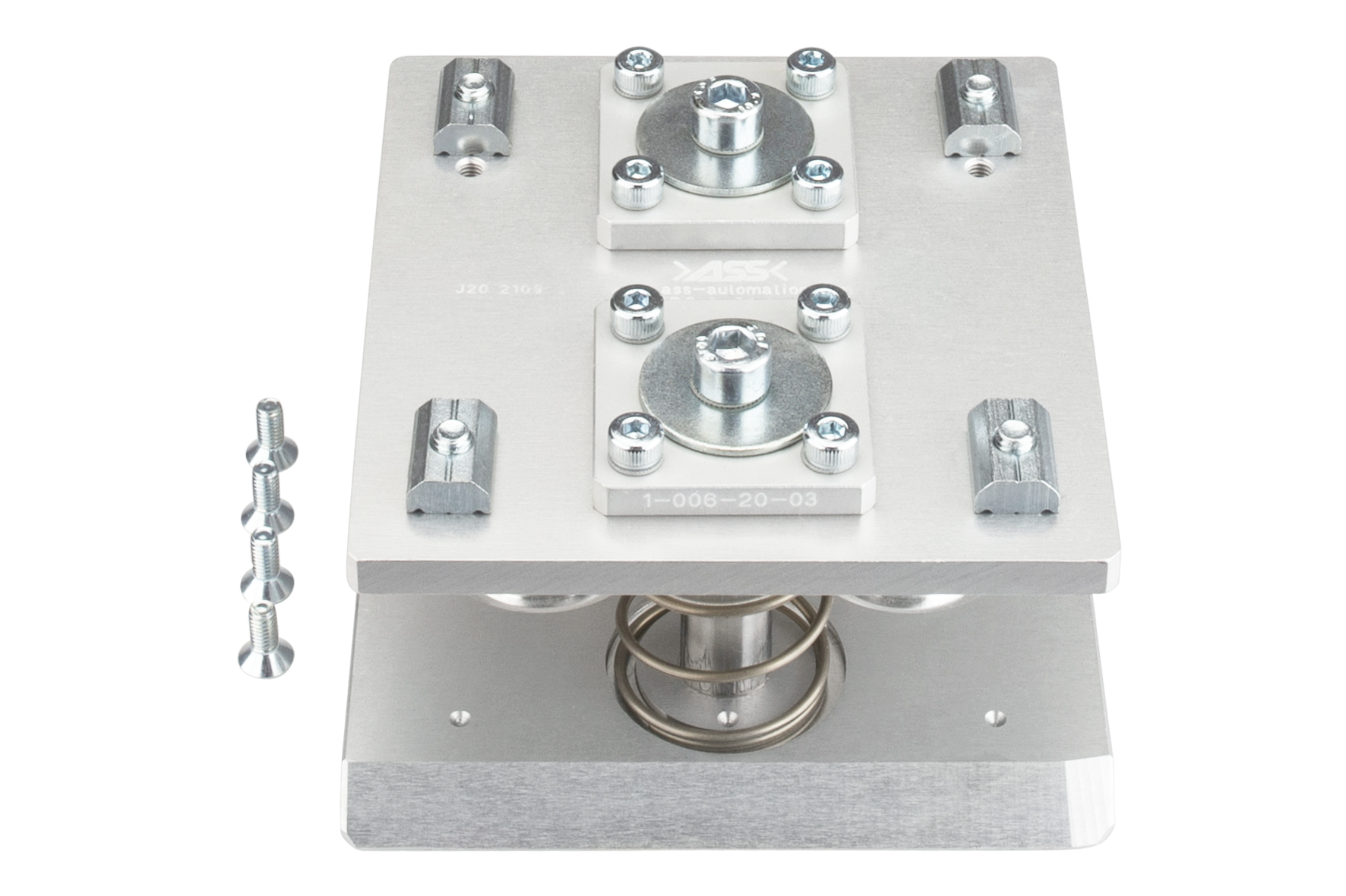 GPG 3-30 JU Gripper (EOAT) Base Plate, spring-loaded Model: EOAT side, : 2x ball guide, 4x channel nut M5, 4x sunk screw, Size: 1