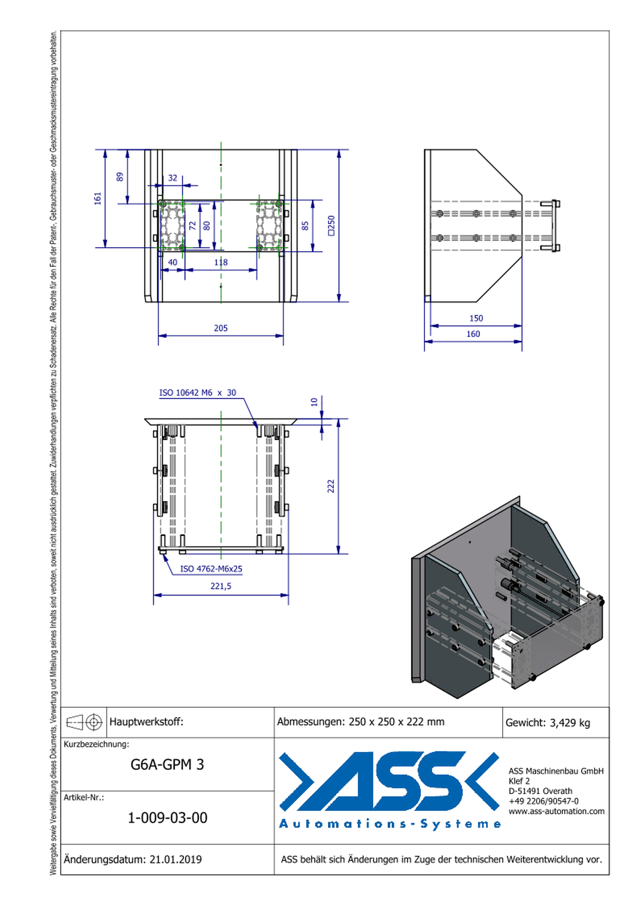 G6A-GPM 3  Gripper (EOAT) Base Frame