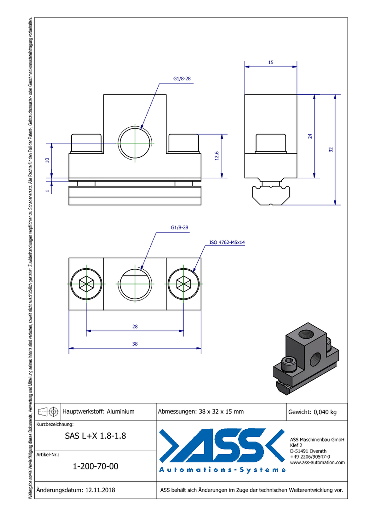 SAS X 1/8-1/8 Vaccum Cup Connector