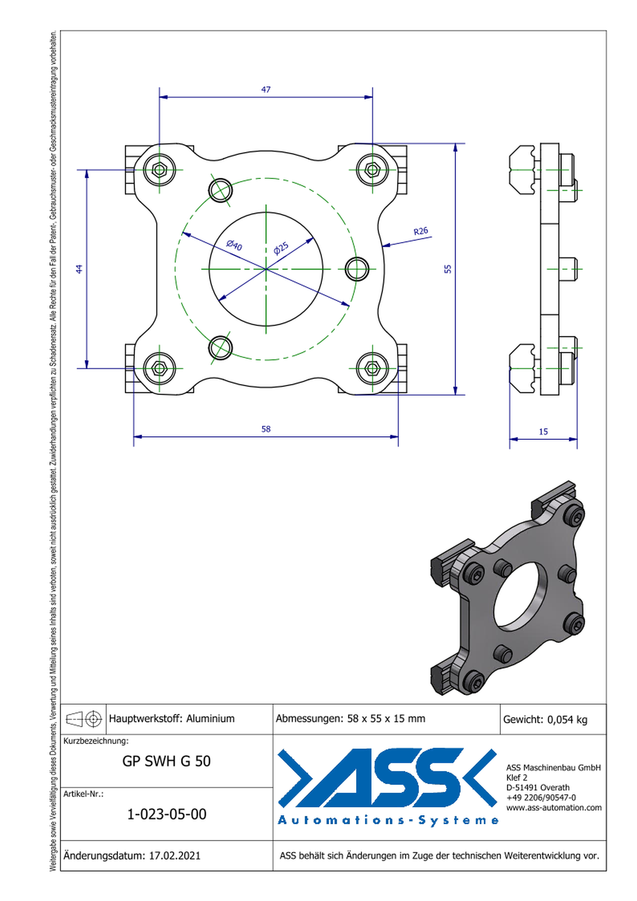 GP SWH G 50 EOAT Base Plate for SWH