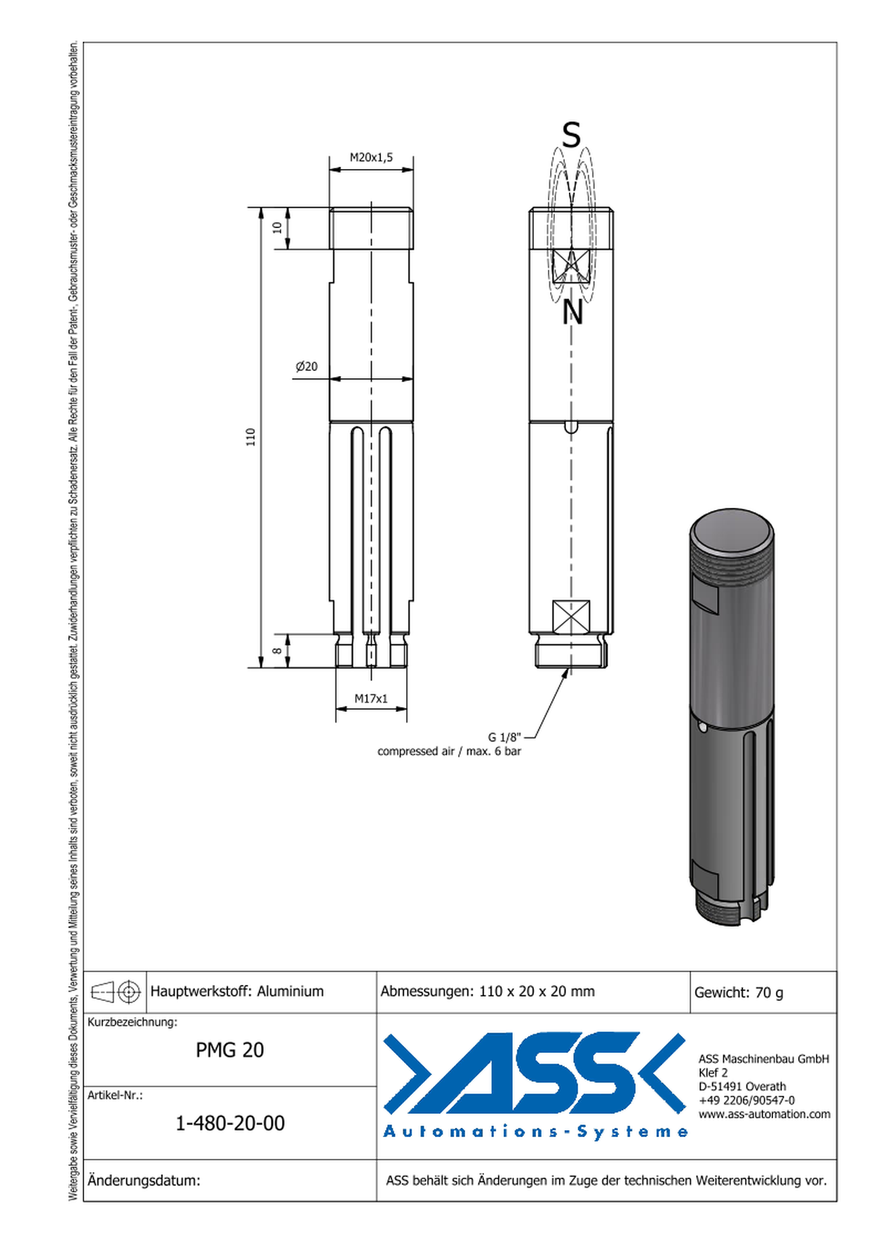 PMG 20 Pneumatic Magnet Gripper