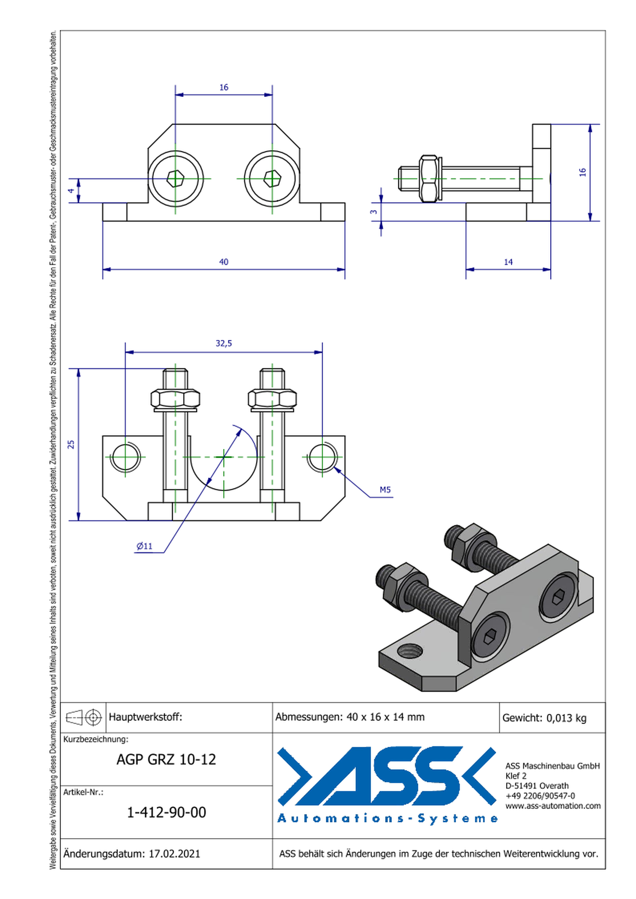 AGP GRZ 10-12 Adapter for  Board Mounting