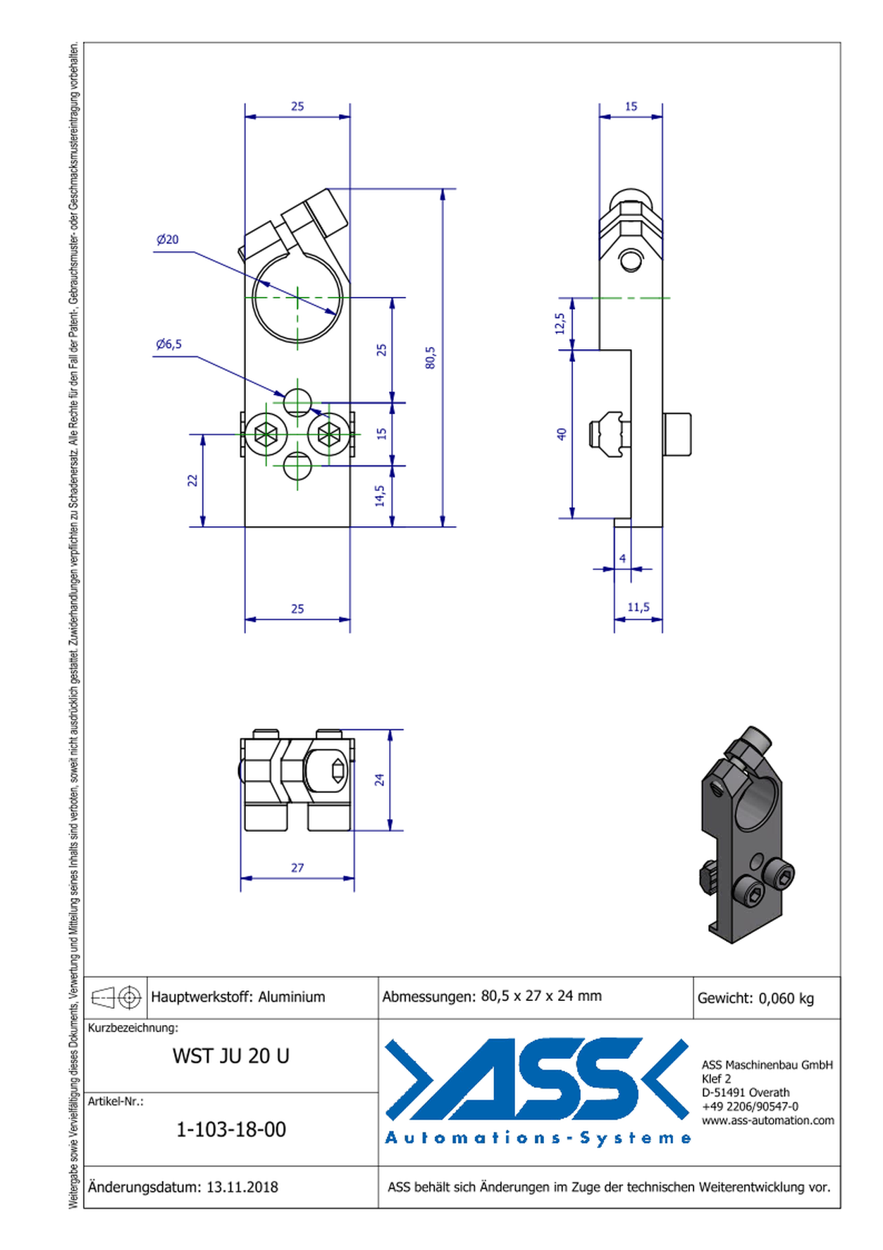 WST JU 20 U Angle Clamp universal