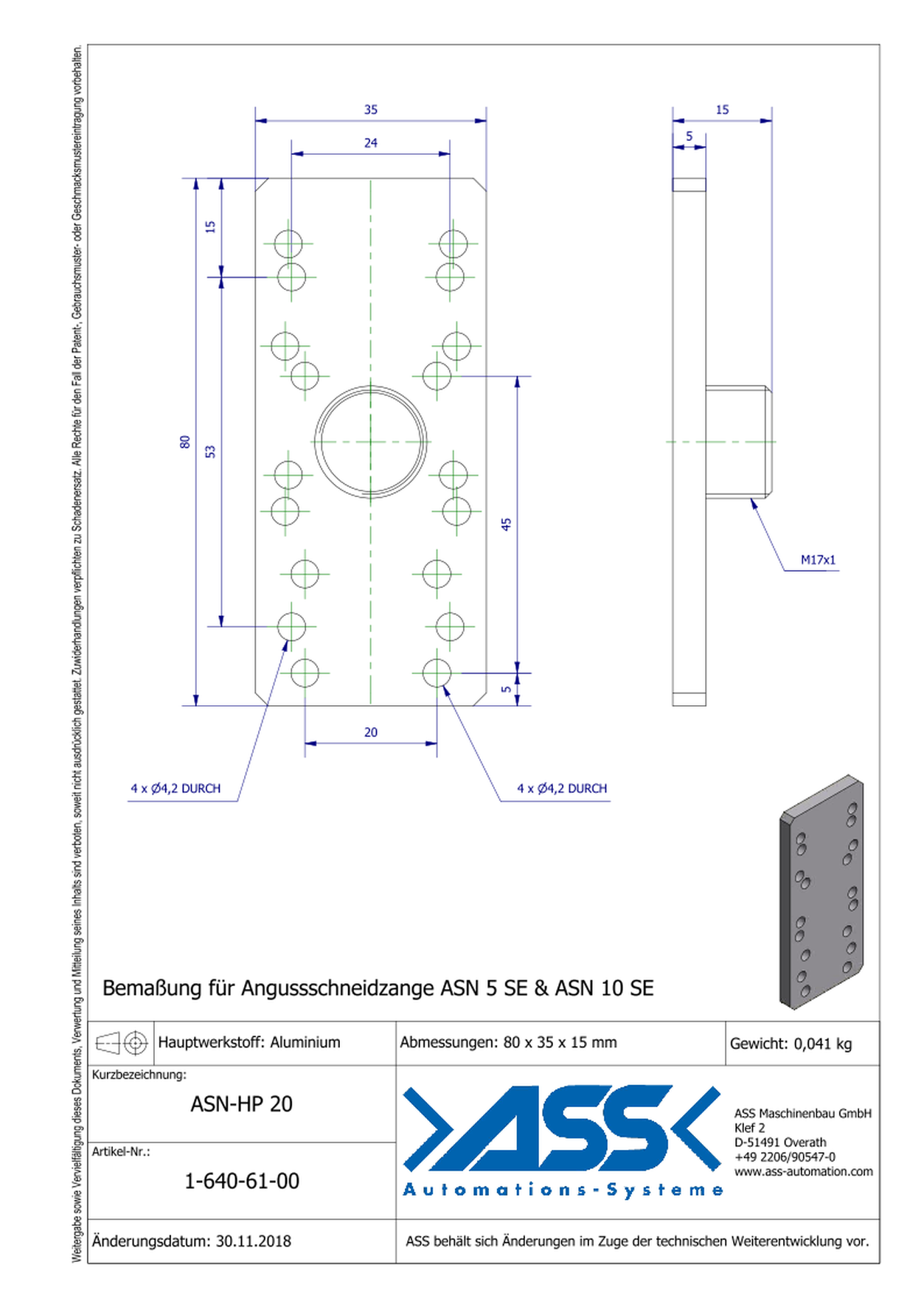 ASN HP 20 Mounting Bracket for ASN SE