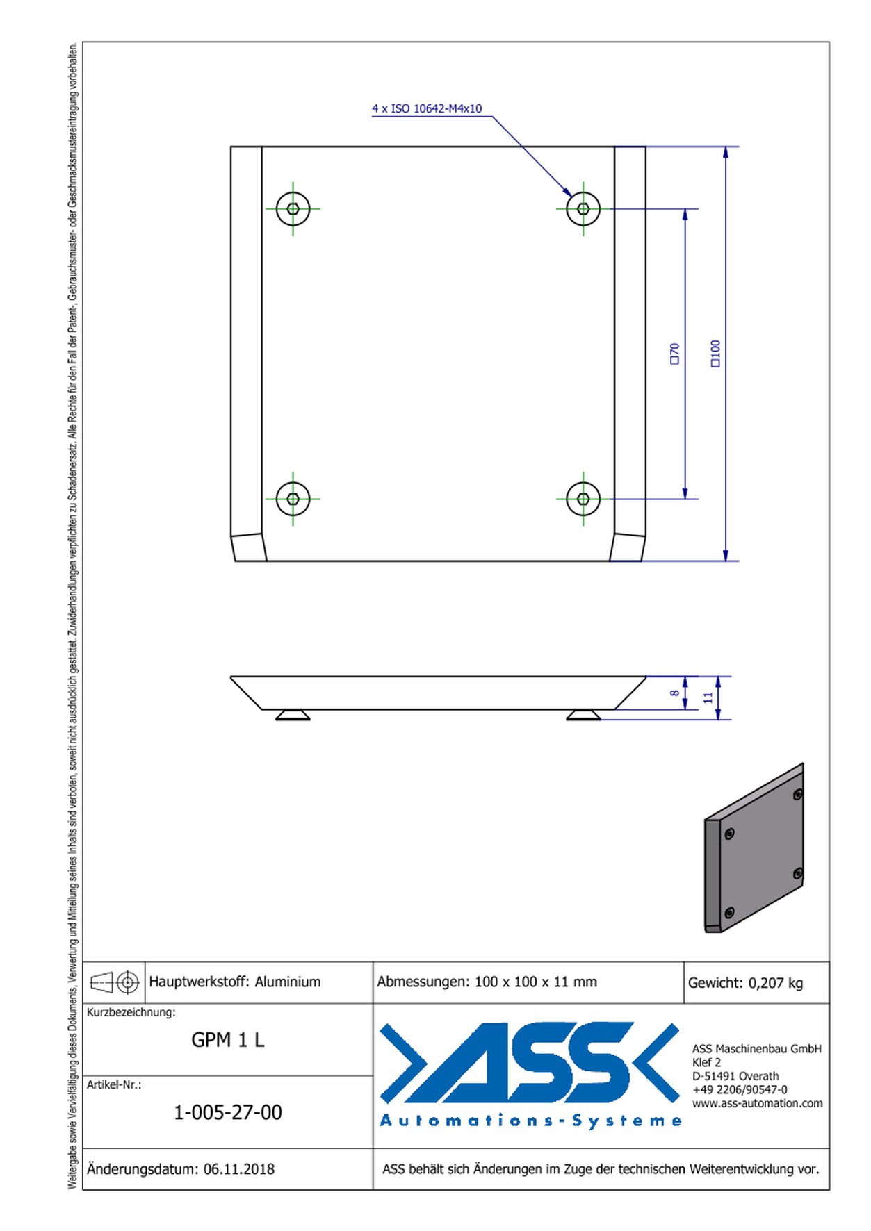 GPM 1 L Gripper (EOAT) Base Plate