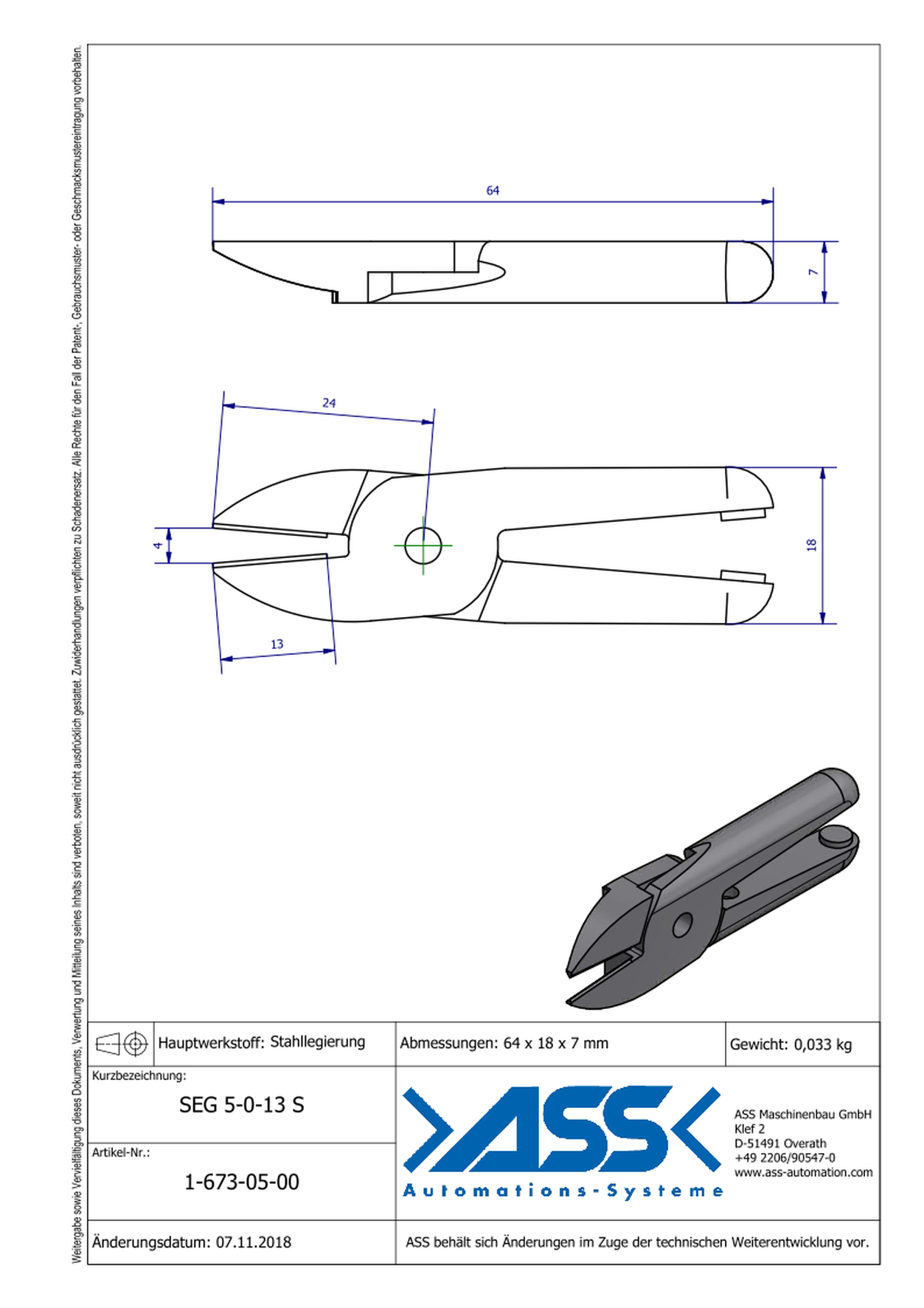 SEG5-0-12S Nipper Blade, Straight Form for ASN 5