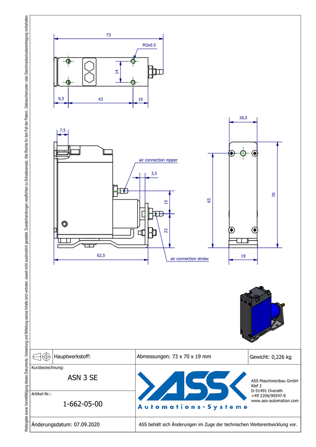 ASN 3 SE Nipper Body, 90°, with stroke