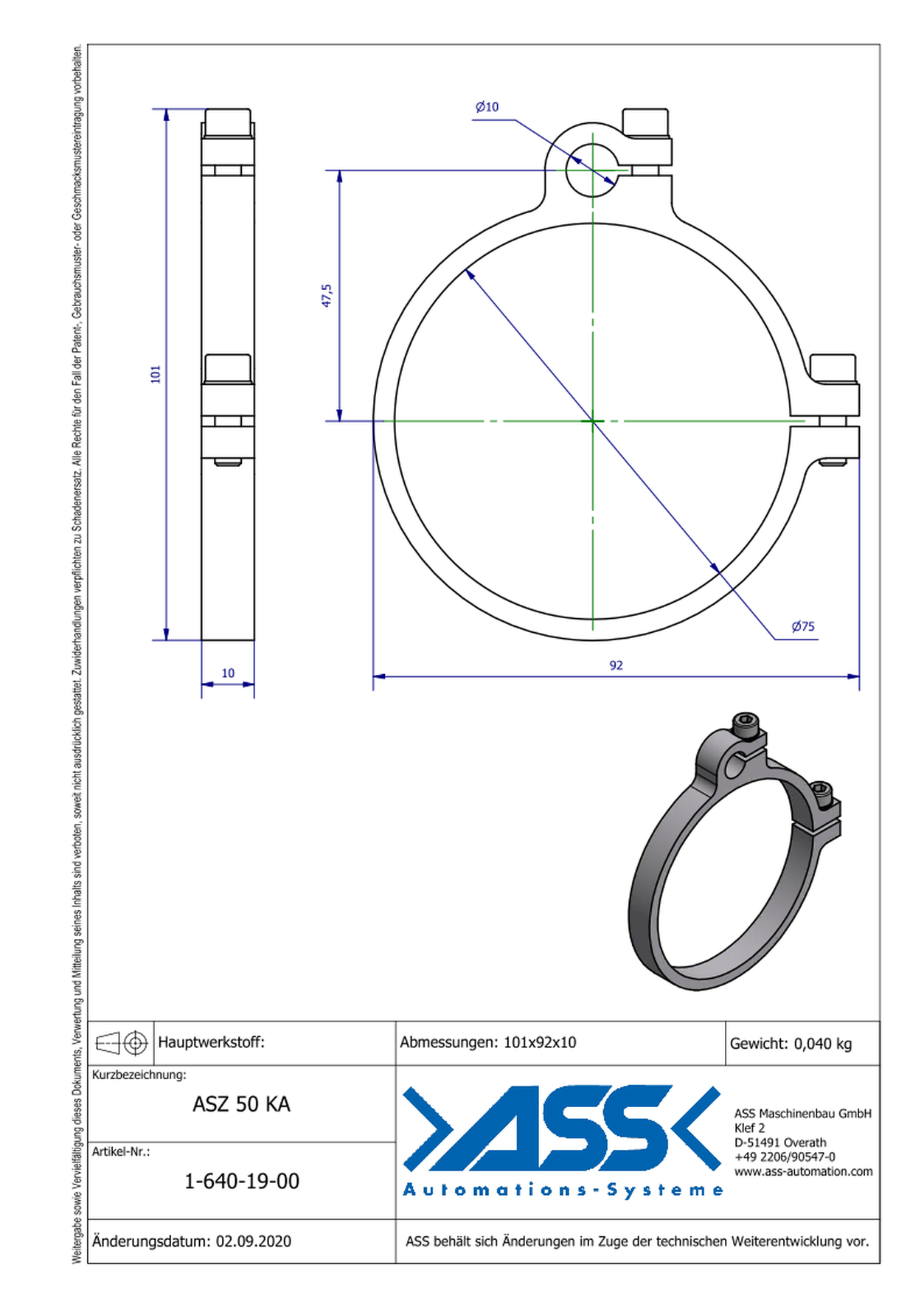 ASZ 50 KA Combination Clamp for Sprue Grupper + ASN