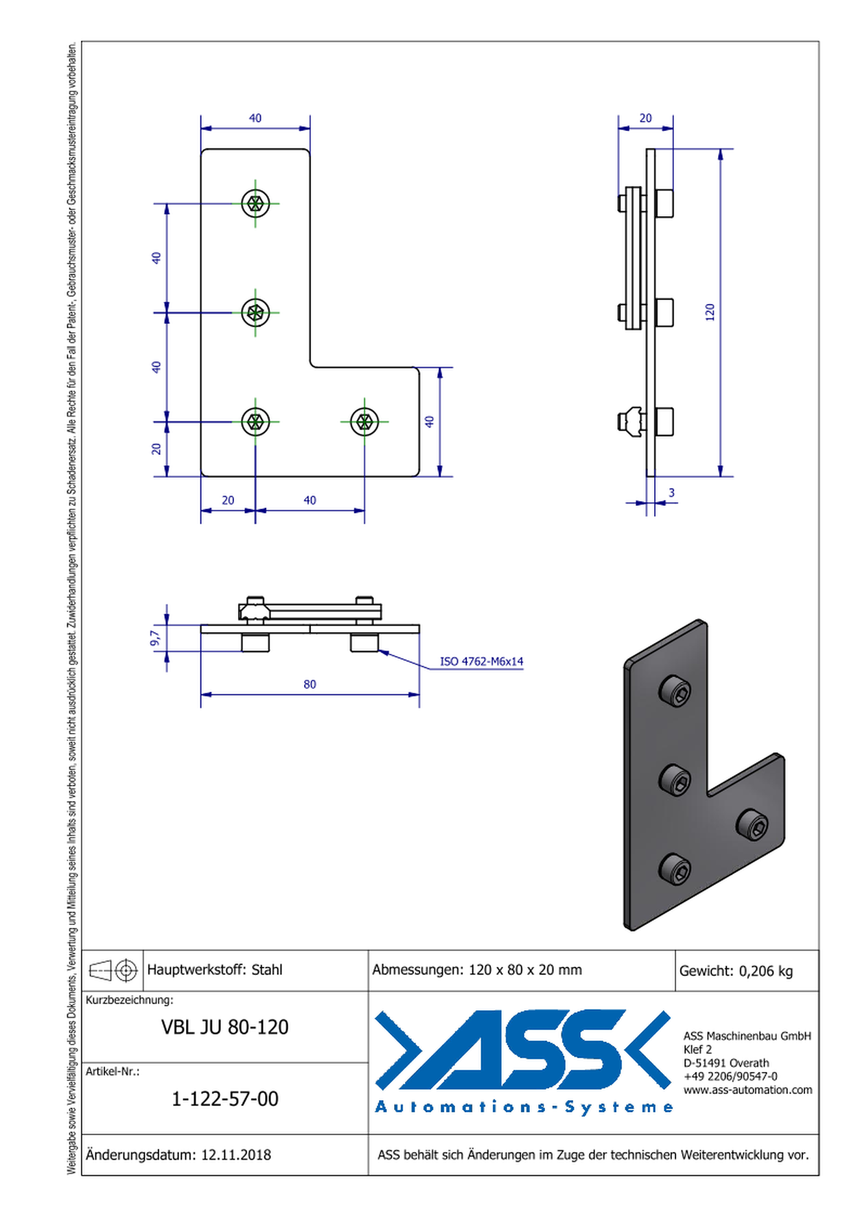 VBL JU 80-120 L-Style Support Joint Connector