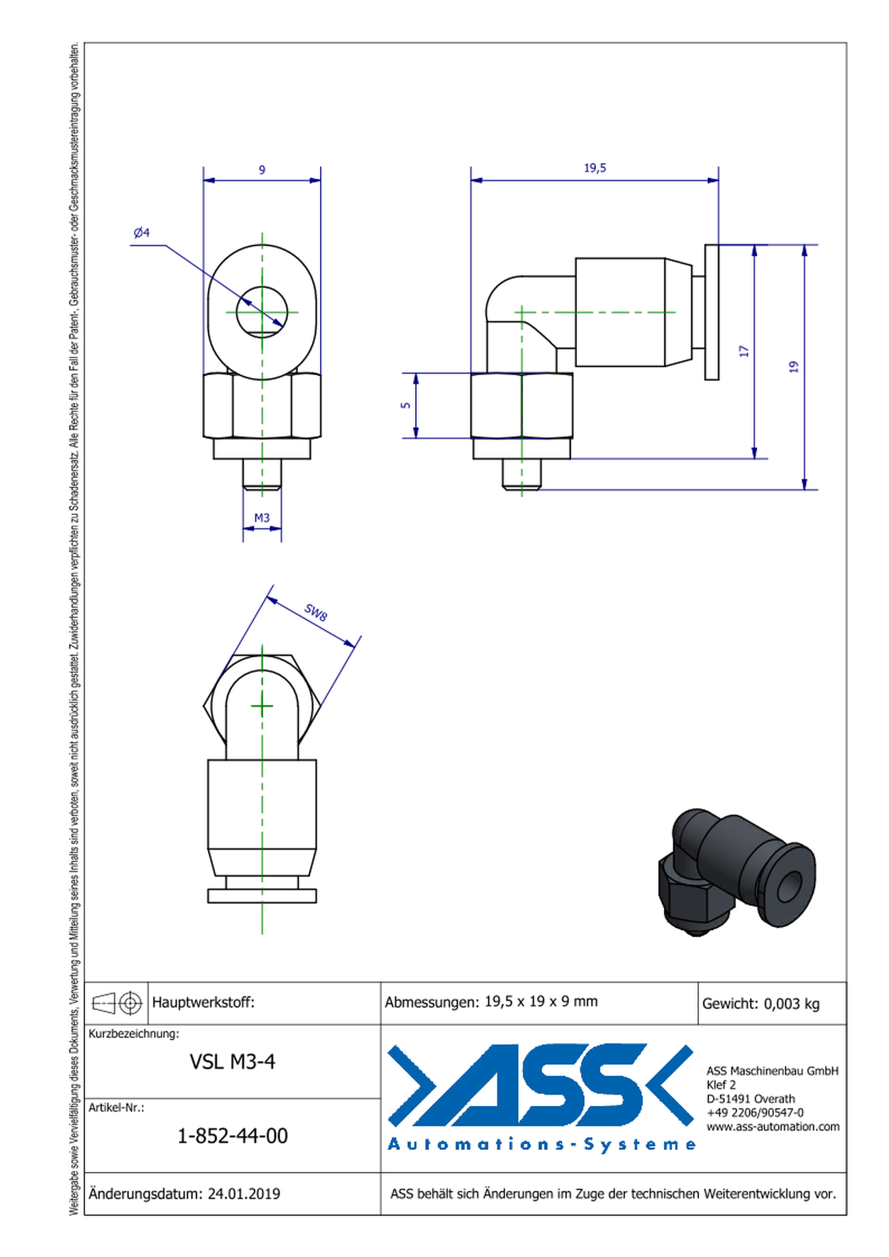 VSL M3 4-3 Quick Connector for PSS