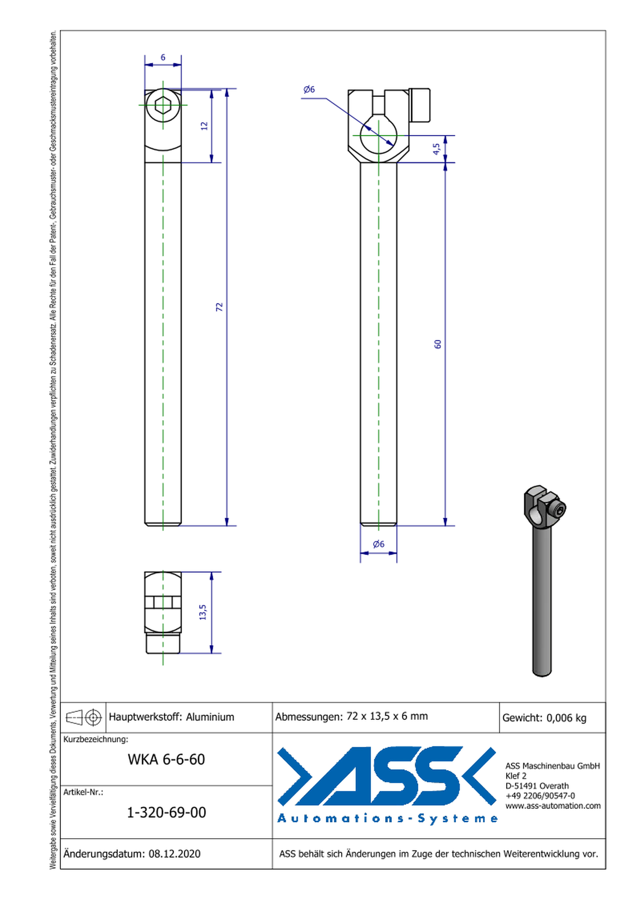 WKA 6-6-60 Angle Arm, Micro Series