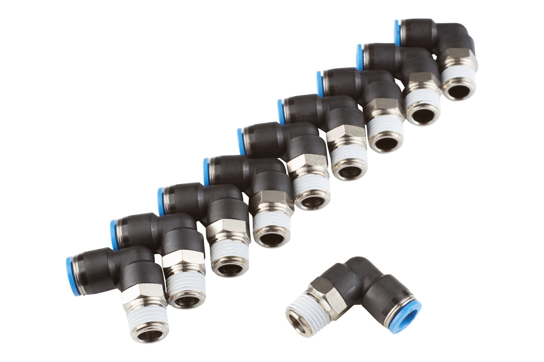 PSL 1/4 8-6 Quick Connector for PSS Model: short, angled, Hose connection Ø: 8 mm, Compatible to: PSS 8-6, Connection thread: R1/4″