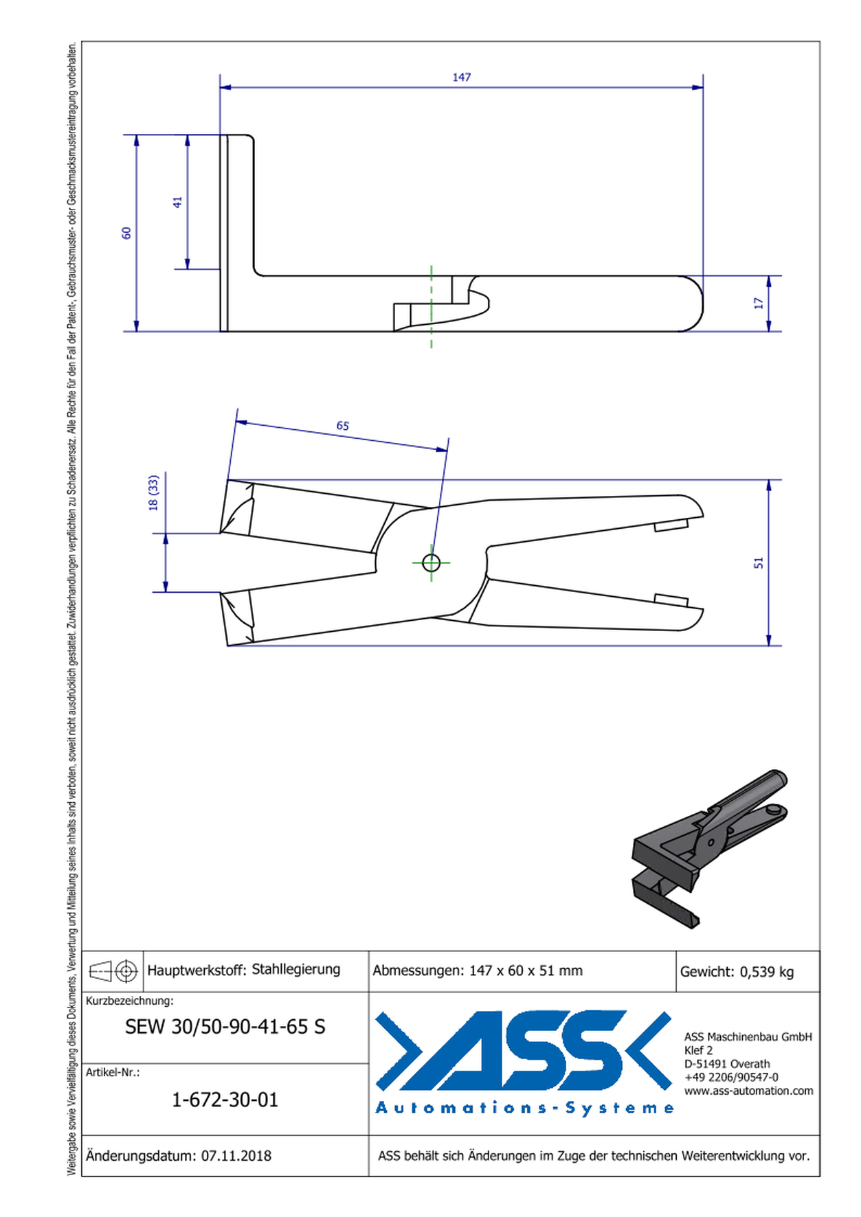 SEW30/50-90-41-65S Nipper Blade, angulated 90°, for ASN 30-50