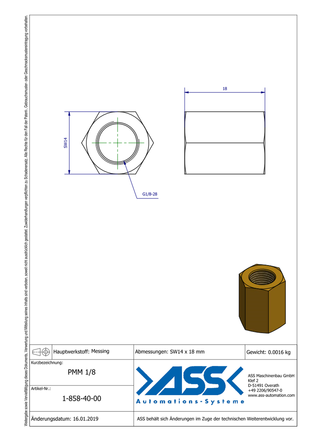 PMM 1/8 Thread Coupling