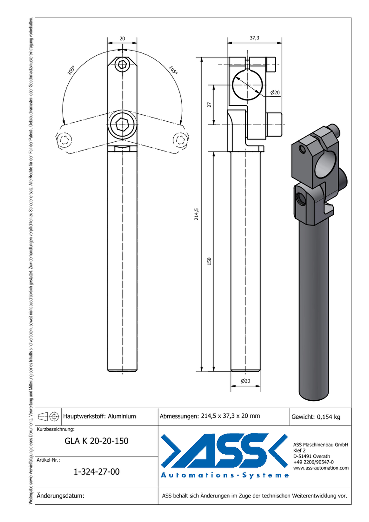 WKA 6-6-60 Angle Arm, Micro Series