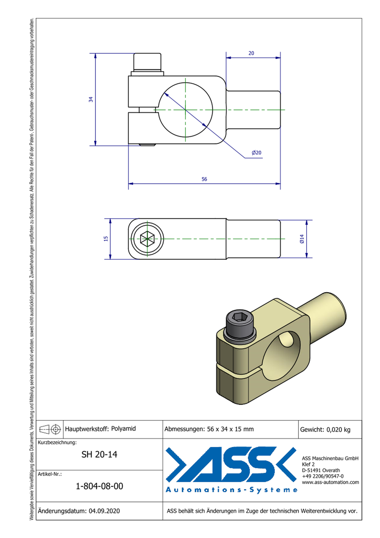 SH20-14 Sensor Bracket for Round Sensors