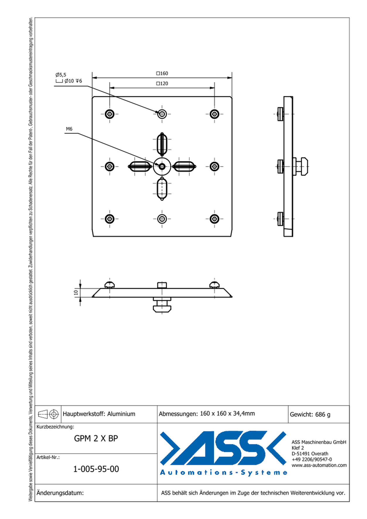 GPM 2 X BP EOAT Base Plate with Adapter