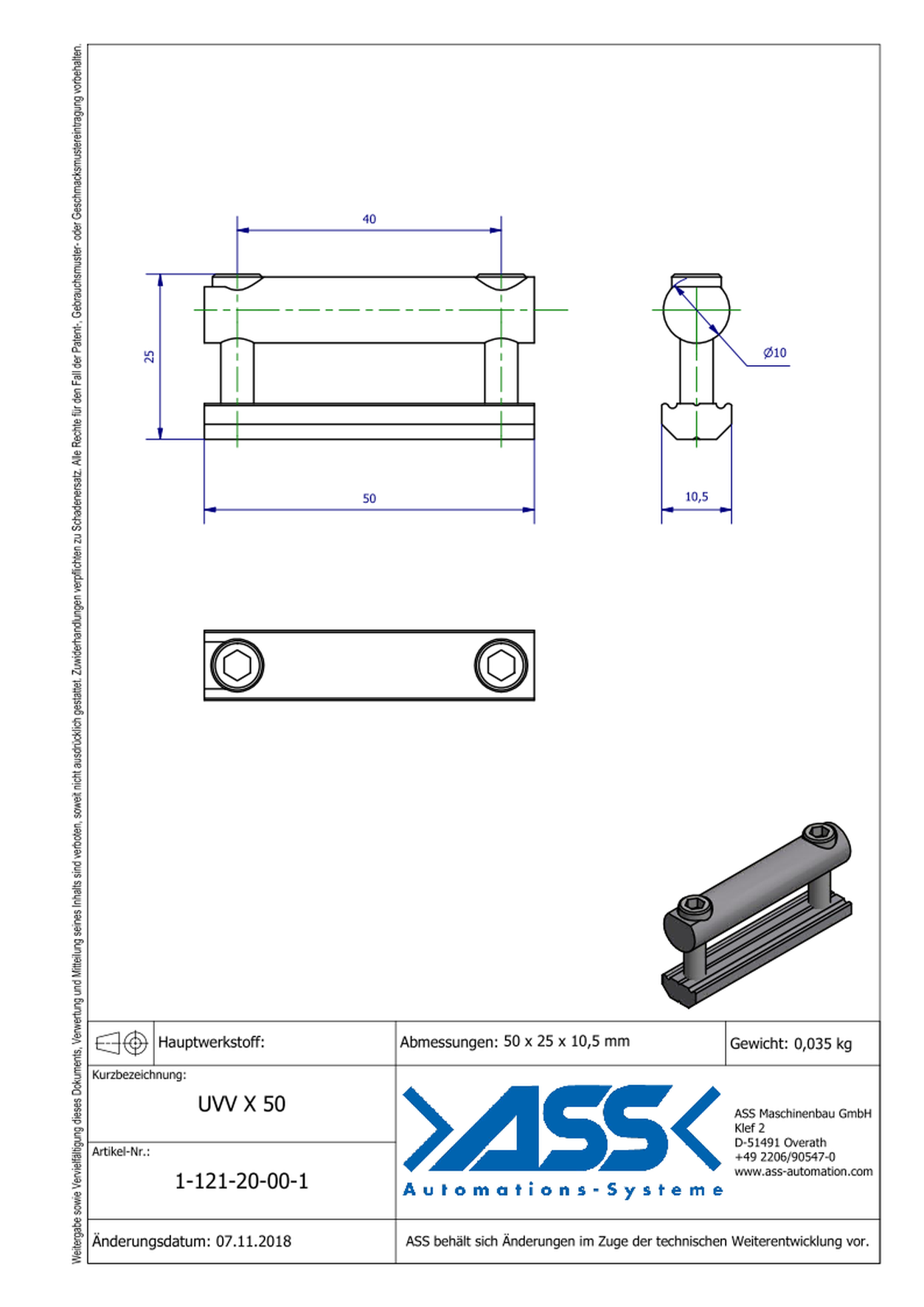 UVV X 50 Universal Joint Connector