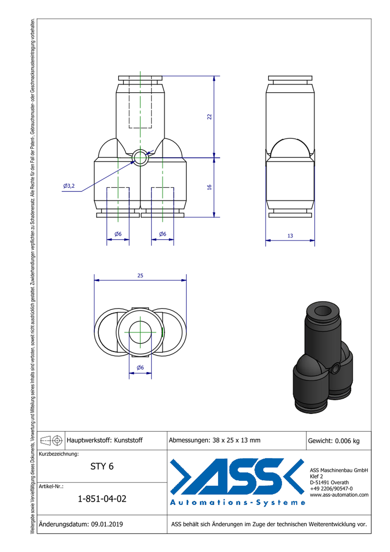 STY 6 Y-Hose Quick Connector