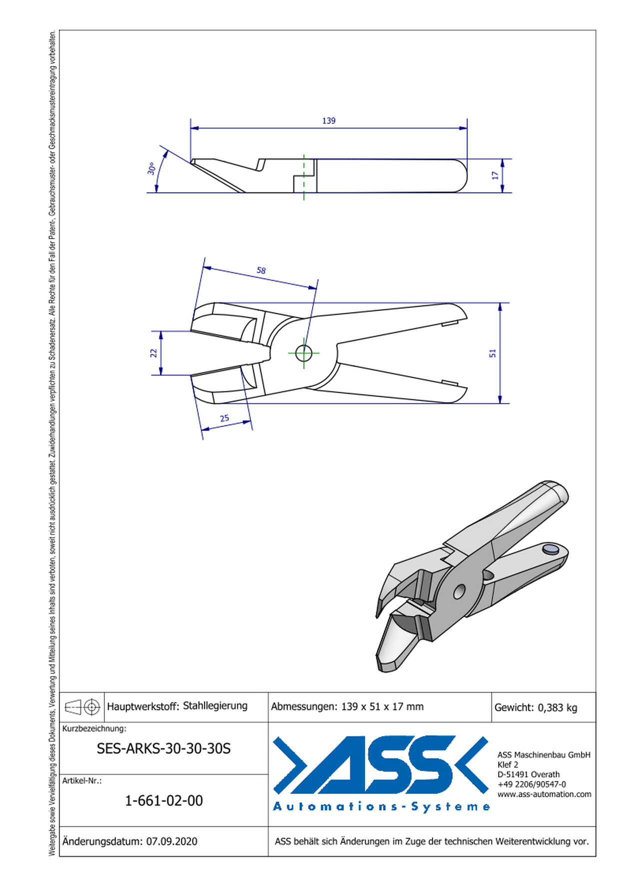 SES-ARKS30-30-30S Nipper Blade ASN ARKS