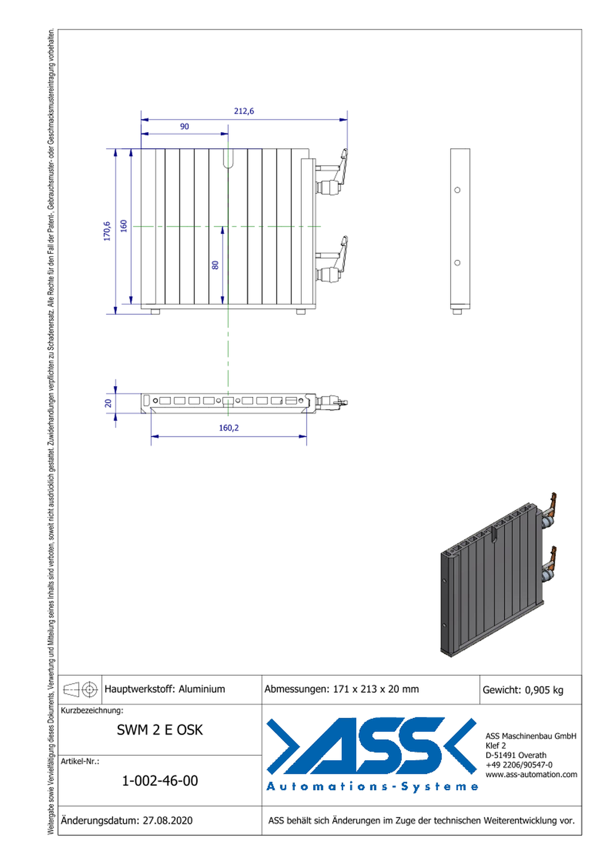 SWM 2 E-OSK Quick Change Sys., extrud., without Air Border/GPM