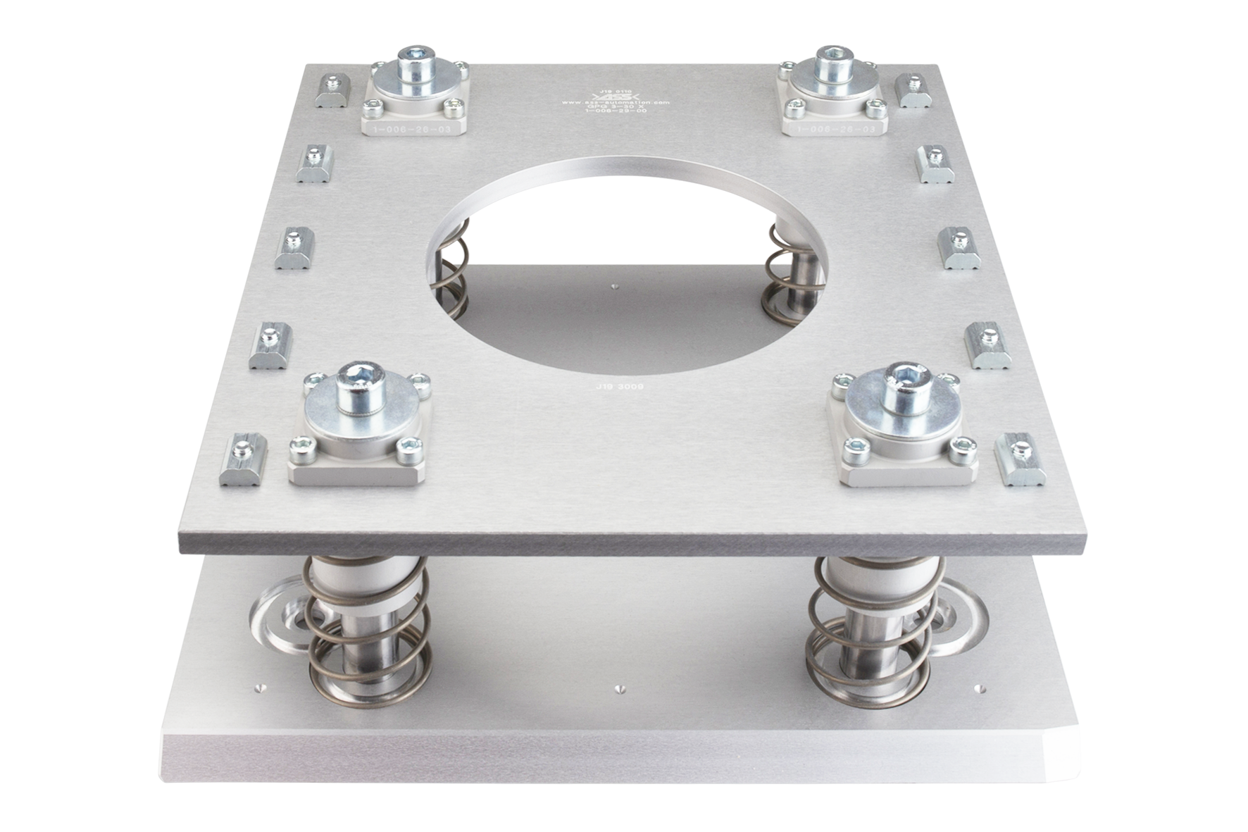 GPG 1-20 L/X Gripper (EOAT) Base Plate, spring-loaded Model: EOAT side, : 4x ball guide, 10x channel nut M5, Size: 3